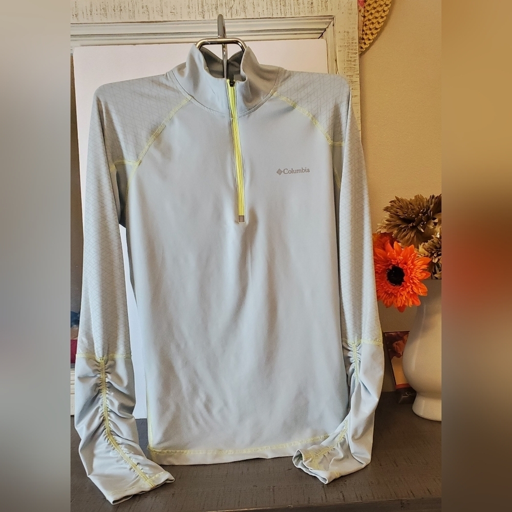 Columbia Gray and Yellow Quarter-Zip Pullover